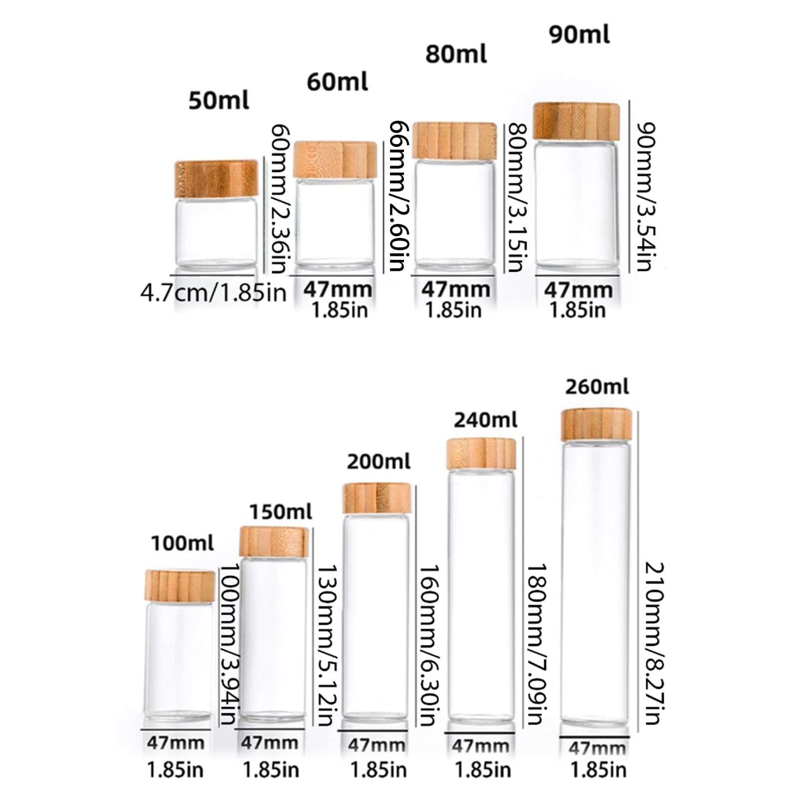 De 24 herméticos Multiusos, Recipiente de Vidrio Resistente con Cubiertas de bambú, diseños para Almacenamiento de Especias y condimentos, tarros de Especias