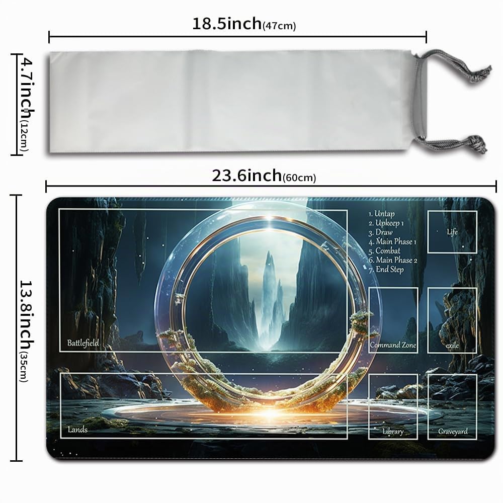 Sol Ring – Juego de mesa mtg Juegos Alfombras + Bolsa impermeable gratuita, bordes cosidos, superficie de goma suave