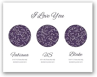 [SF Customizables] Fabiana & Blake Under This Sky, Gift for Mom, New Baby Gift, 3 Date Night Star Map, Anniversary Gift [Poster Print ONLY]