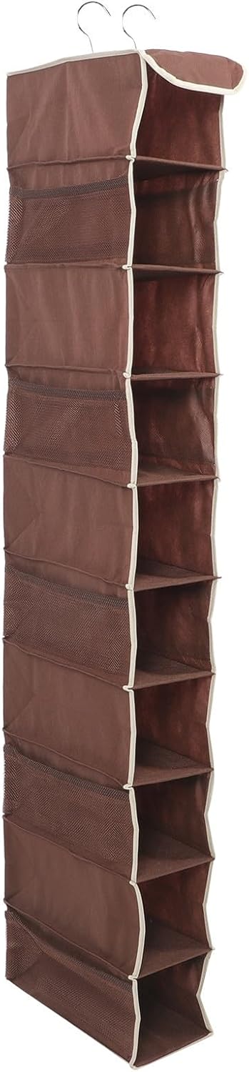 Layer Foldable Shoes Storage Organizer in Non Woven Fabric Coffee