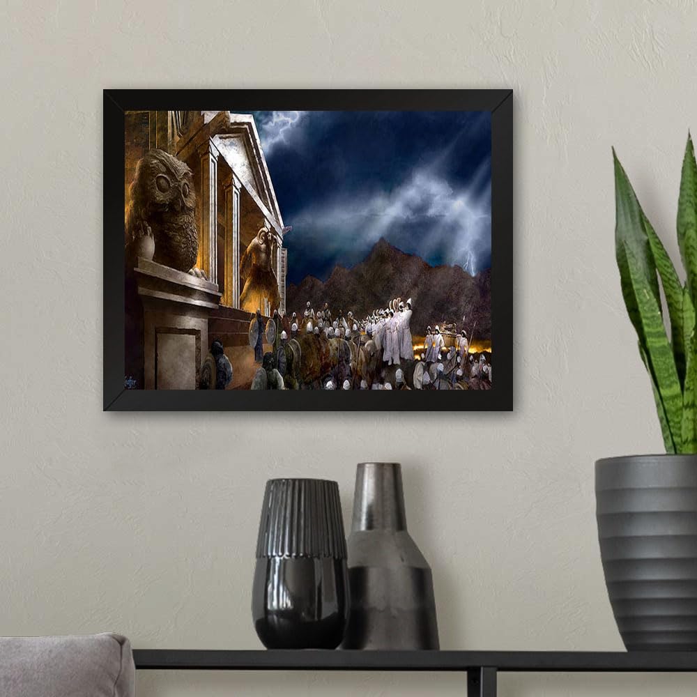 GADGETS WRAP Printed Photo Frame Matte Painting for Home Office Studio Living Room Decoration (11x9inch Black Framed) - The Destruction Of Bashan