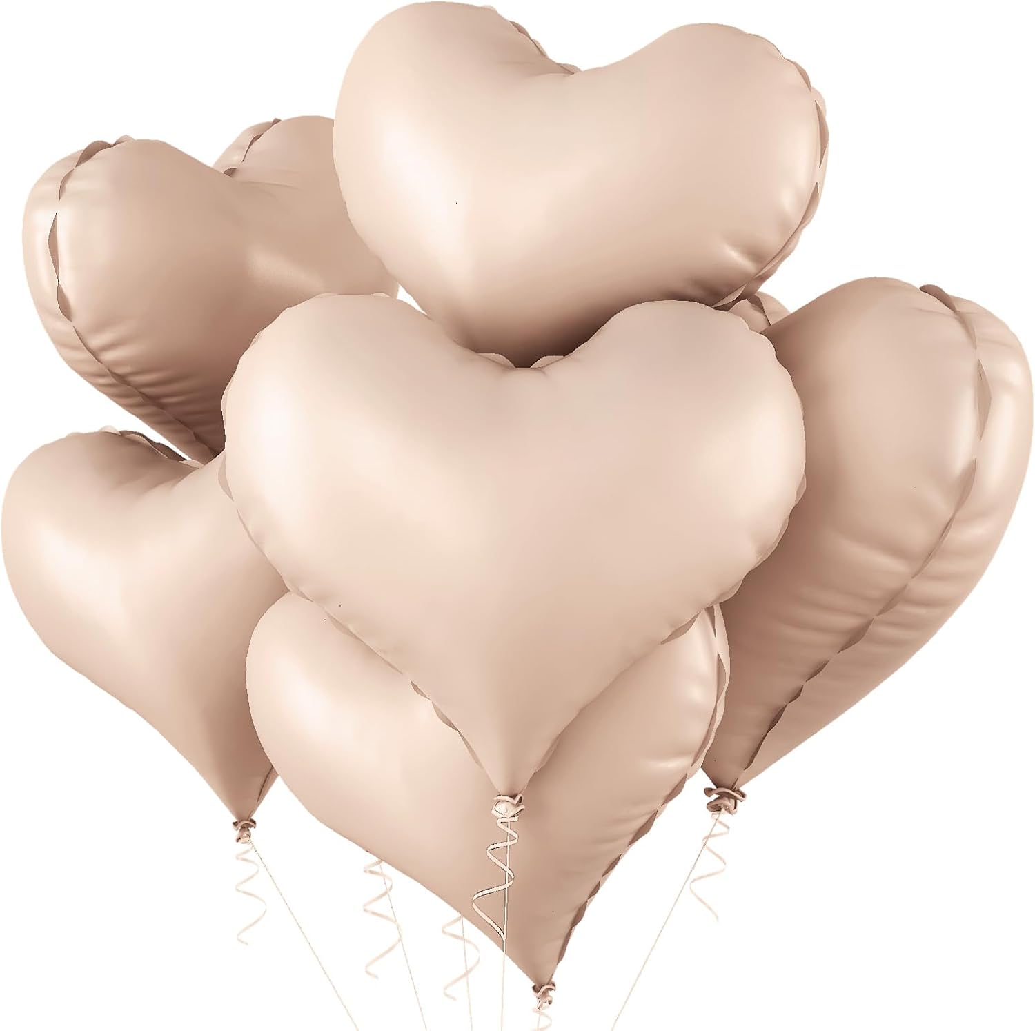 24 Inch Sand White Heart Balloons Large Nude Beige Tan Heart Shaped Foil Mylar Helium Balloon Neutral Cream Mylar Balloons for Wedding Anniversary Baby Shower Birthday Party Decorations