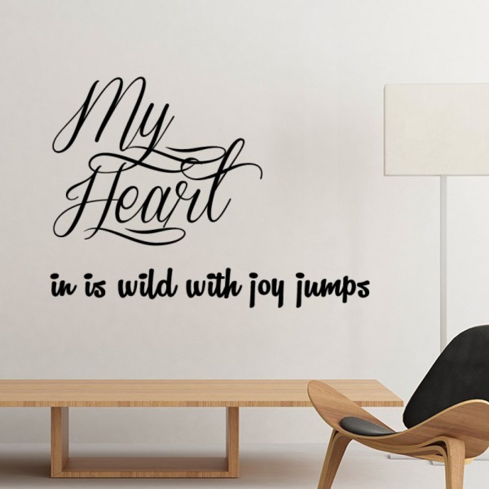 Sticker mural citation My Heart Joy papier peint noir déco chambre 60cm
