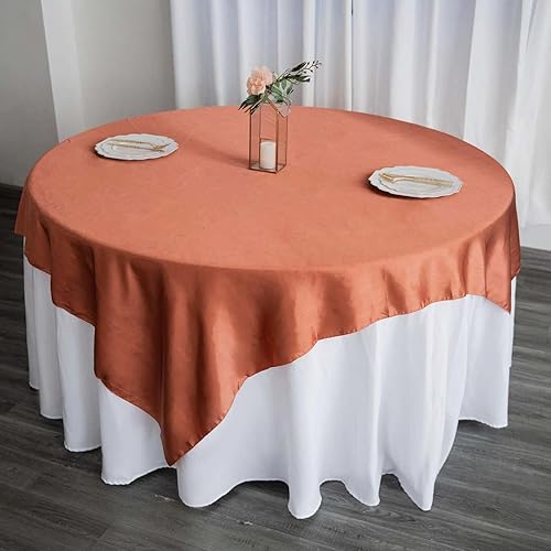 Miniatura 3 de tableclothsfactory 72" mesa cuadrada Overlay de raso para boda fiesta decoraciones de mesa azul marino de catering (Cuadro Toppers)