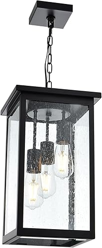 Miniatura 8 de TODOLUZ Lámpara colgante para exteriores, 3 luces, color negro, ajustable, para colgar en el porche