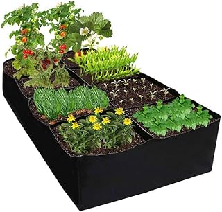 Fabric Raised Beds For Garden 6X3X1Ft, Plant Flower Grow Bag Extra Large Vegetable Planting Bags, Vegetable Planting Container 8 Grids Outdoor Garden Grow Bags For Vegetables Flowers Garden (01)