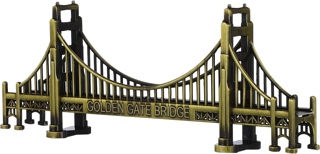 HOMSFOU American Golden Gate Bridge Statue 6.9" Desktop Bridge Model Craft San Francisco Gate Bridge Figurines Building Model Home Desk Decoration