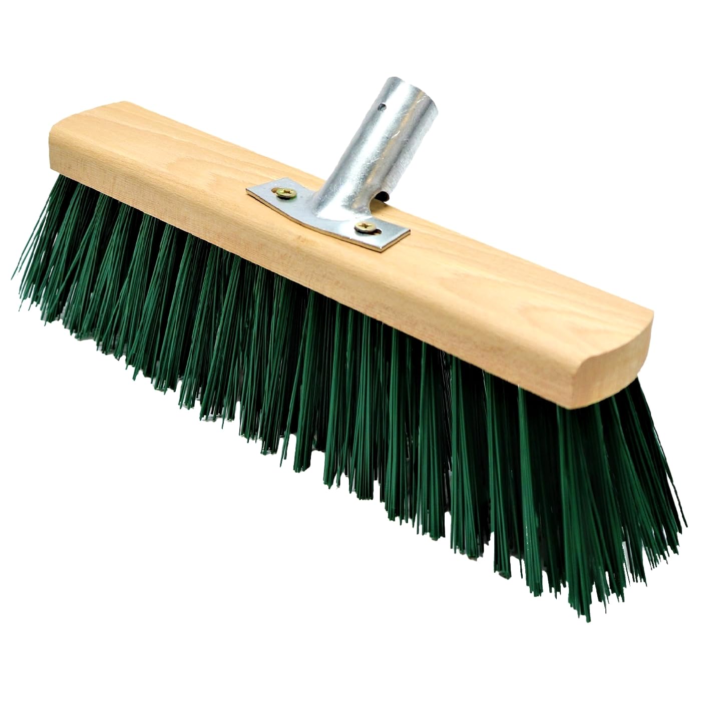 Heavy Duty Garden Broom Head, Outdoor 12″ Synthetic Hard Bristle Sweeping Brush with Metal Bracket for Cleaning Gardens, Yards, Patios, Deckings, Driveways (Green)