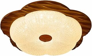 Modern Nordic Retro Flush Mount Ceiling Light LED 3-Color Dimmable Solid Wood Acrylic Close to Ceiling Lamp Low Profile Fixture for Bedroom Living Room Dining Room Study Residential