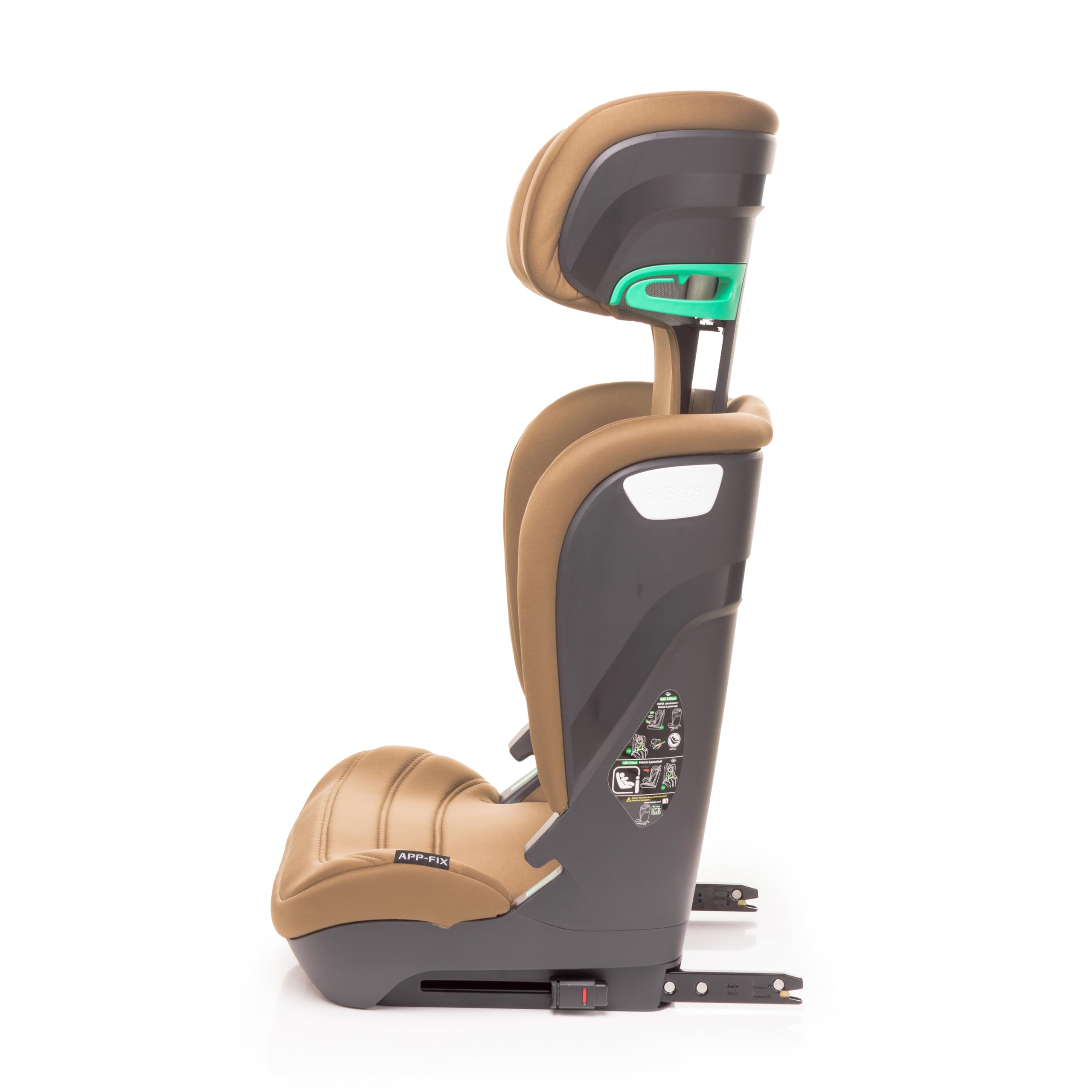 4Baby Kindersitz mit einfache ISOFIX-Montage App-Fix, 100-150 cm, verstellbar,15-36 kg, i-Size (Mokka)