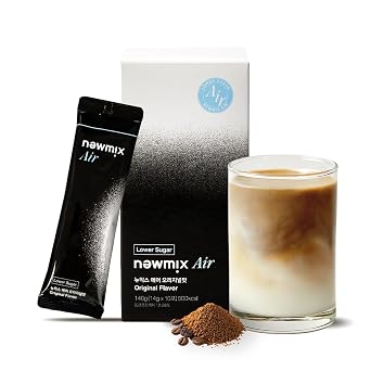 newmix Korean Instant Coffee Latte Premium 7.05 OZ 10 Sticks Korean Mix Coffee 3 in 1 Sweet Flavor with Creamer 10 Single Serve Packets Single Pack, AIR Low Sugar