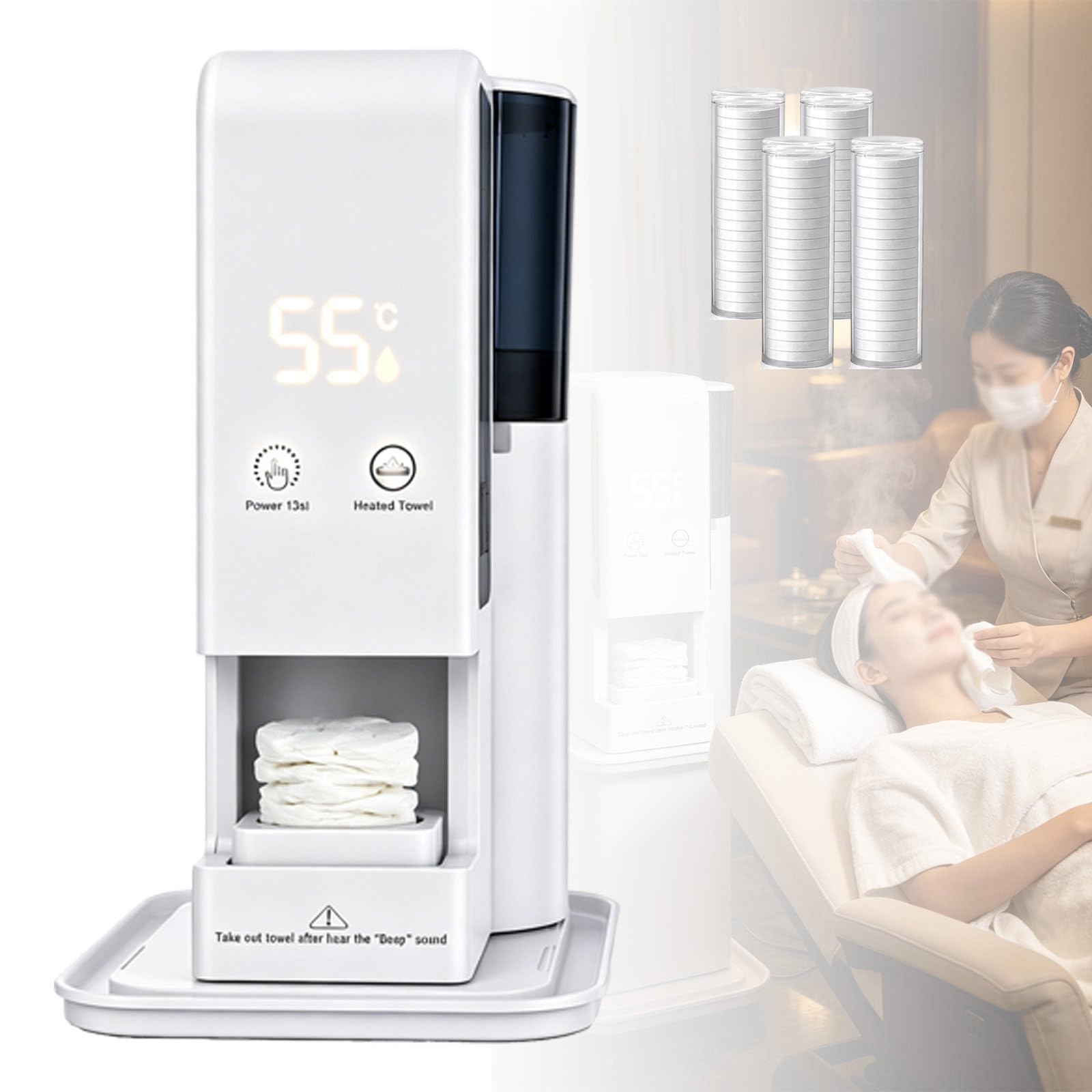 DzkZen Automatic Hot Towel Dispenser, Face Towel Warmer, Portable Face Towel Steamer, 5-Second Rapid Heating, for Spa, Home, Pet Shop, Gym & Salon 80towels