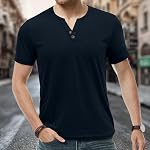 Men's Short Sleeve Henley Shirts Summer Henley T-Shirts V Neck Fashion Casual Basic Tops