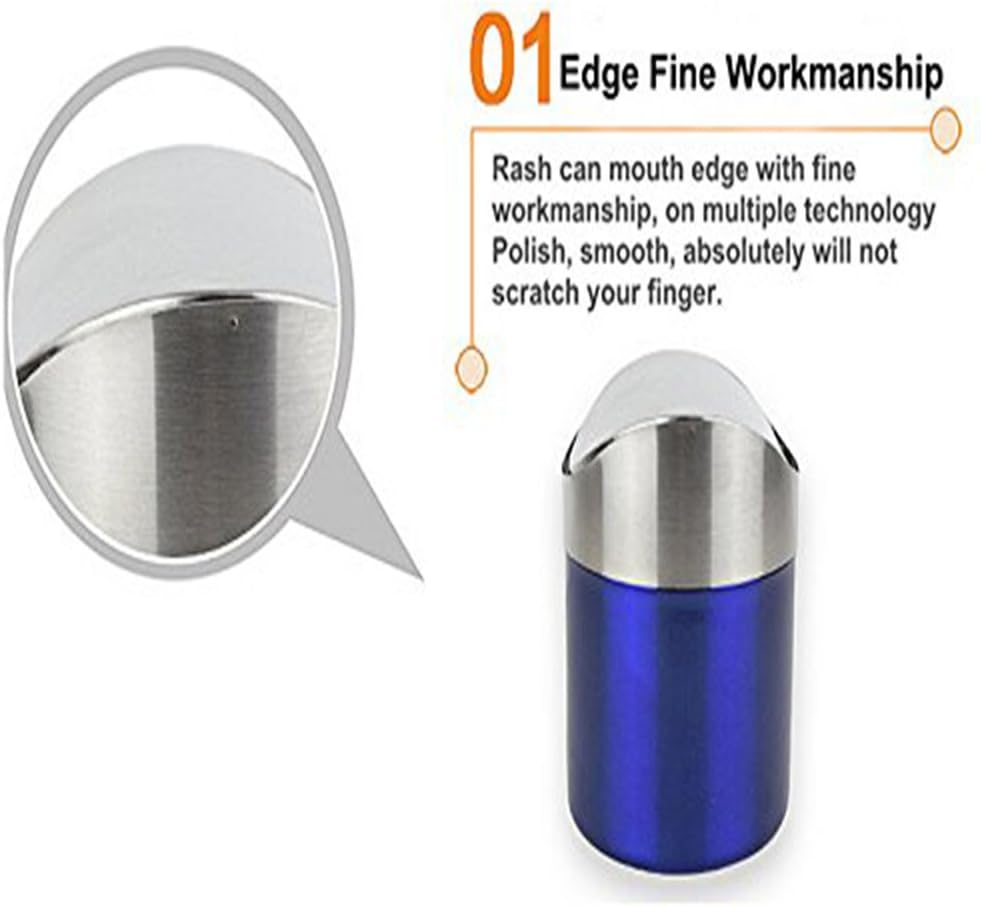 Sundarling Stainless Steel Mini Countertop Trash Bin 1.5L Car Dust Bin Swing Lid Kitchen Worktop Trash can (Red)