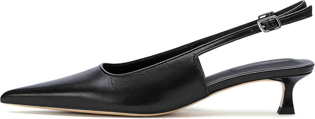 Women Pointed Toe Slingback Kitten Heels Low Heel Pointed Toe Pumps