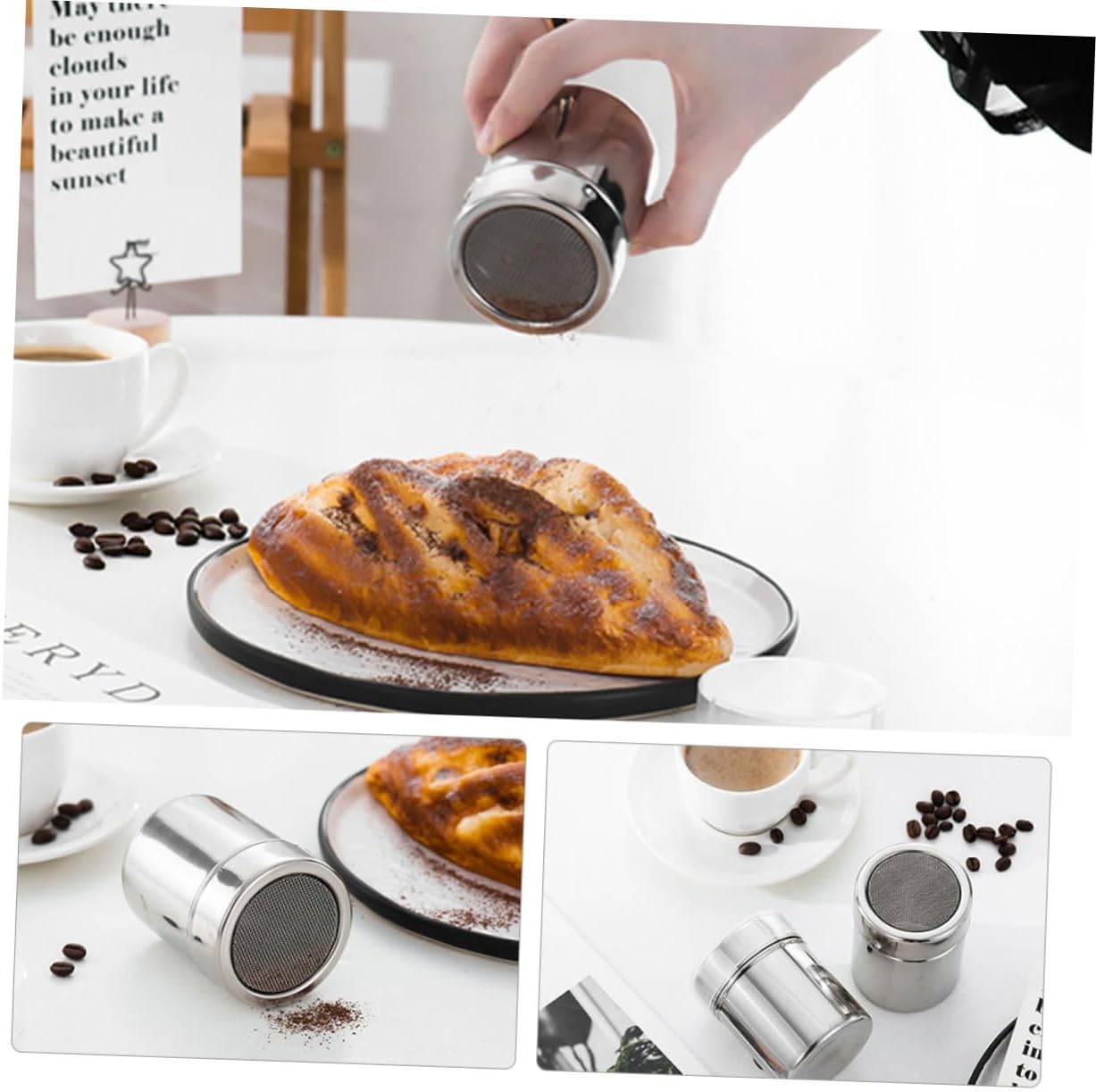 Stainless Steel Powder Shaker for Cocoa, Spice, Sugar and Seasoning