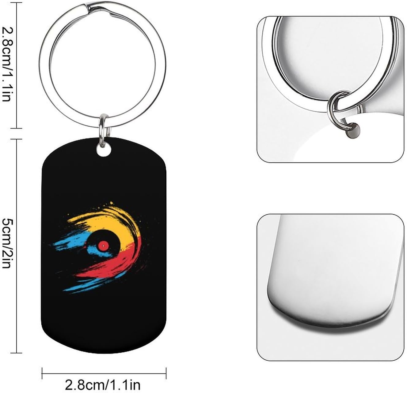 Vinyl Record Rendered Music Art KeyChain Metal Car Key Ring Dog Tag Unique Pendant Bag Charms image 2