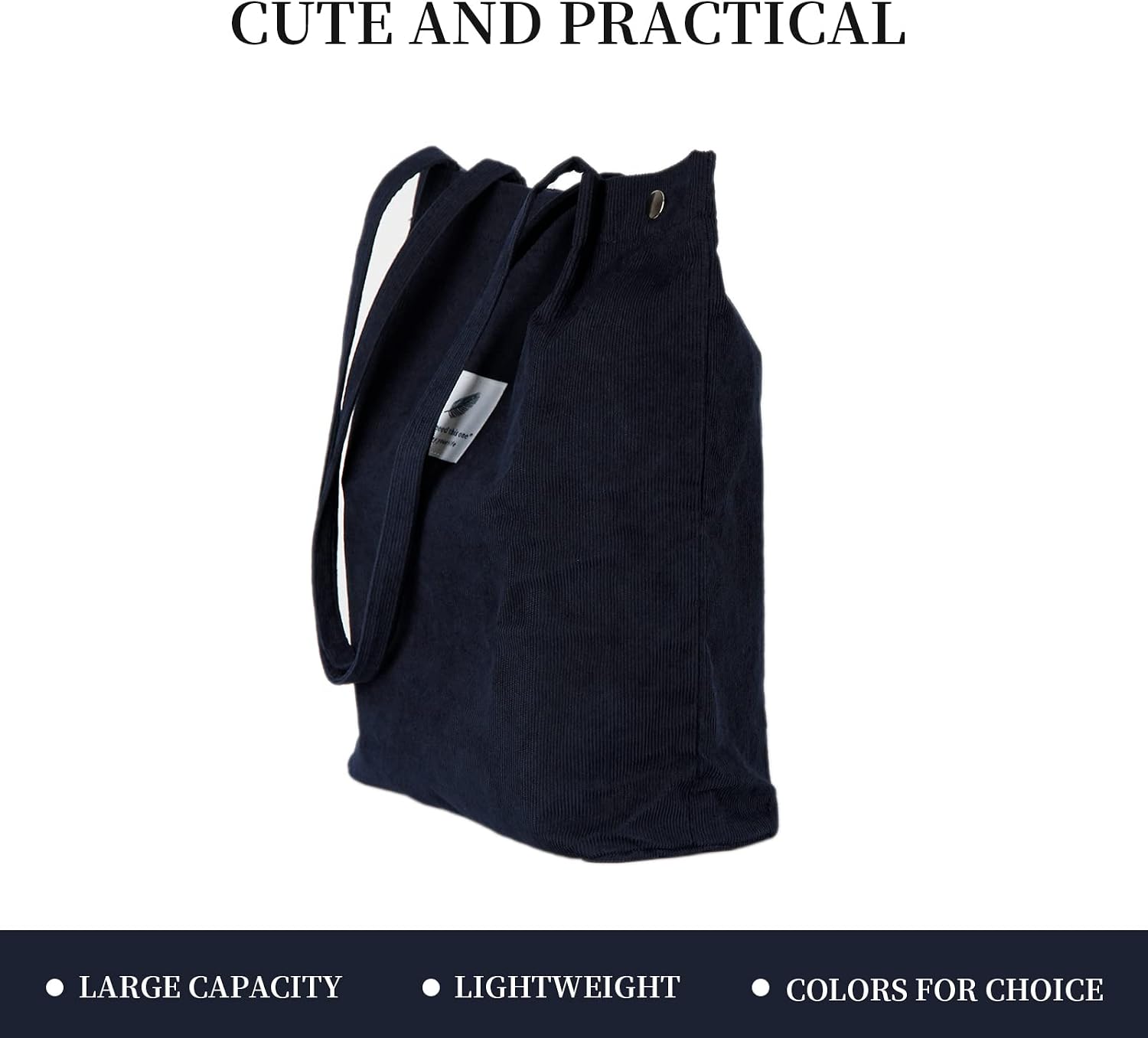 Corduroy Tote Bag Cute Tote Bags for Women Shoulder Bag with Inner Pocket for Work Beach Travel and Shopping Grocery image 4