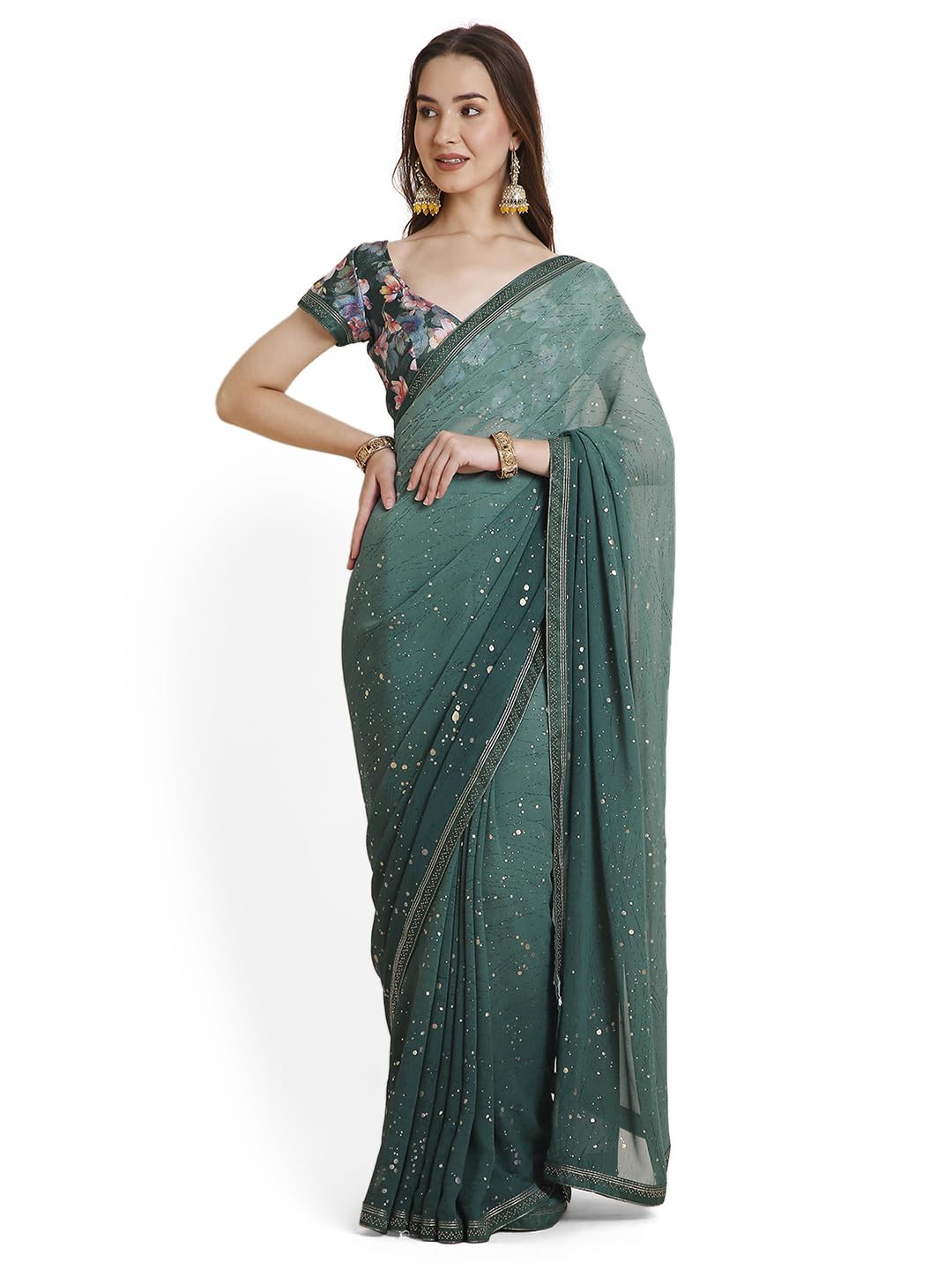 ratan Women's Georgette Tie-Dye Saree with Printed Blouse Piece-picture-30