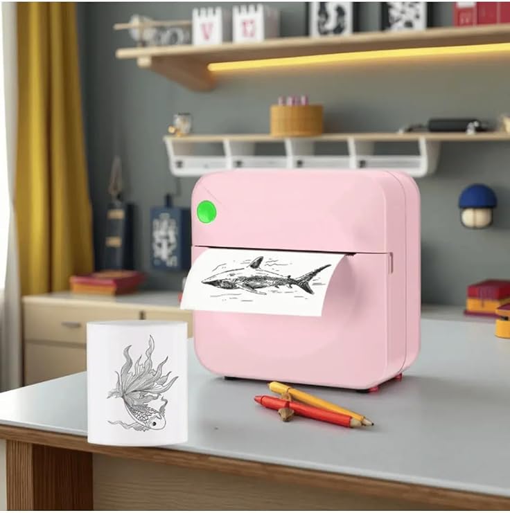 C17P Mini Yazıcı, Bluetooth, Termal Baskı, Mürekkepsiz, Taşınabilir (Pembe)
