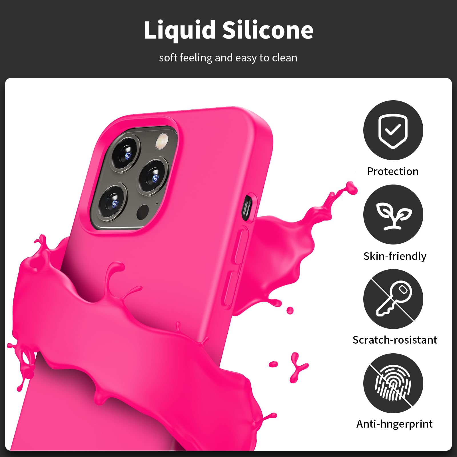 TIIXXE Silicone Case Compatible with iPhone 13 PRO Case Soft Ultra Slim Protective Shockproof Liquid Silicone Phone Case,Anti-Scratch Microfiber Lining - Image 3