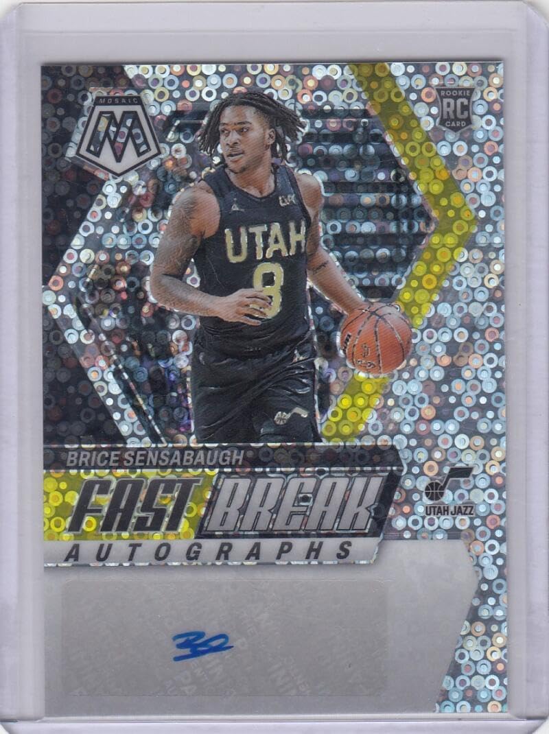 Basketball Trading Card 2023-24 Panini Mosaic Autographs Fast Break #82 Brice Sensabaugh EX/NM Auto Jazz