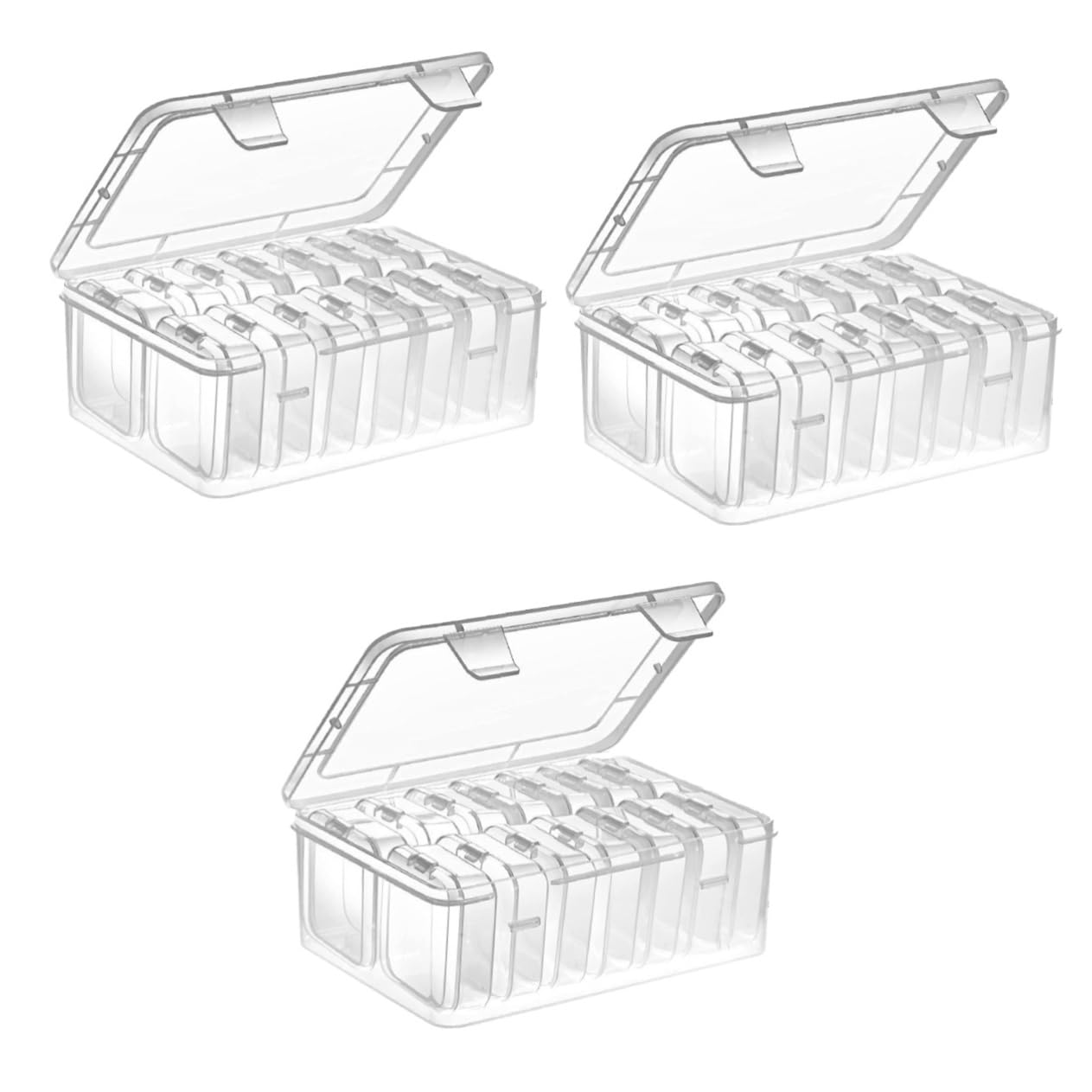 SHINEOFI 3 Set scatole portaoggetti con coperchio chiave diviso storage box scatole per stoccaggio contenitori cestino per organizzare le perline Organizzatore di perline pp Transparent