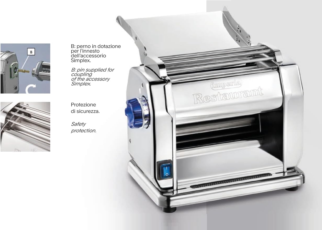 IMPERIA - Neue professionelle elektrische Nudelmaschine für Restaurants aus verchromtem Edelstahl - 160 W