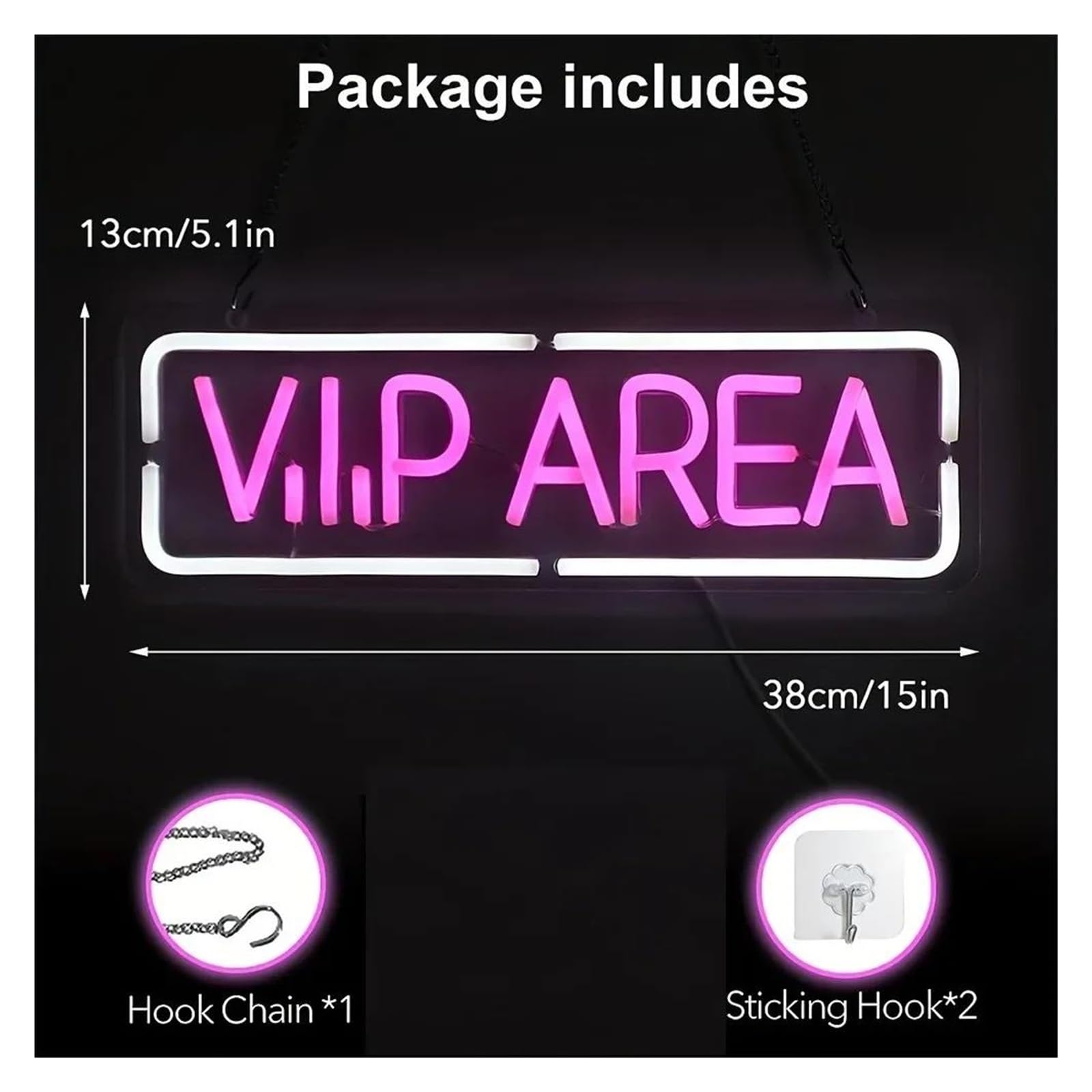 néon signe Enseigne Lumineuse Vip Area À Intensité Variable, Luminaire Mural Pour Bar, Salle De Jeux, Restaurant, Pub, Club, Vin, Cocktail, Décoration De Fête, 38cmх13cm(UNE)