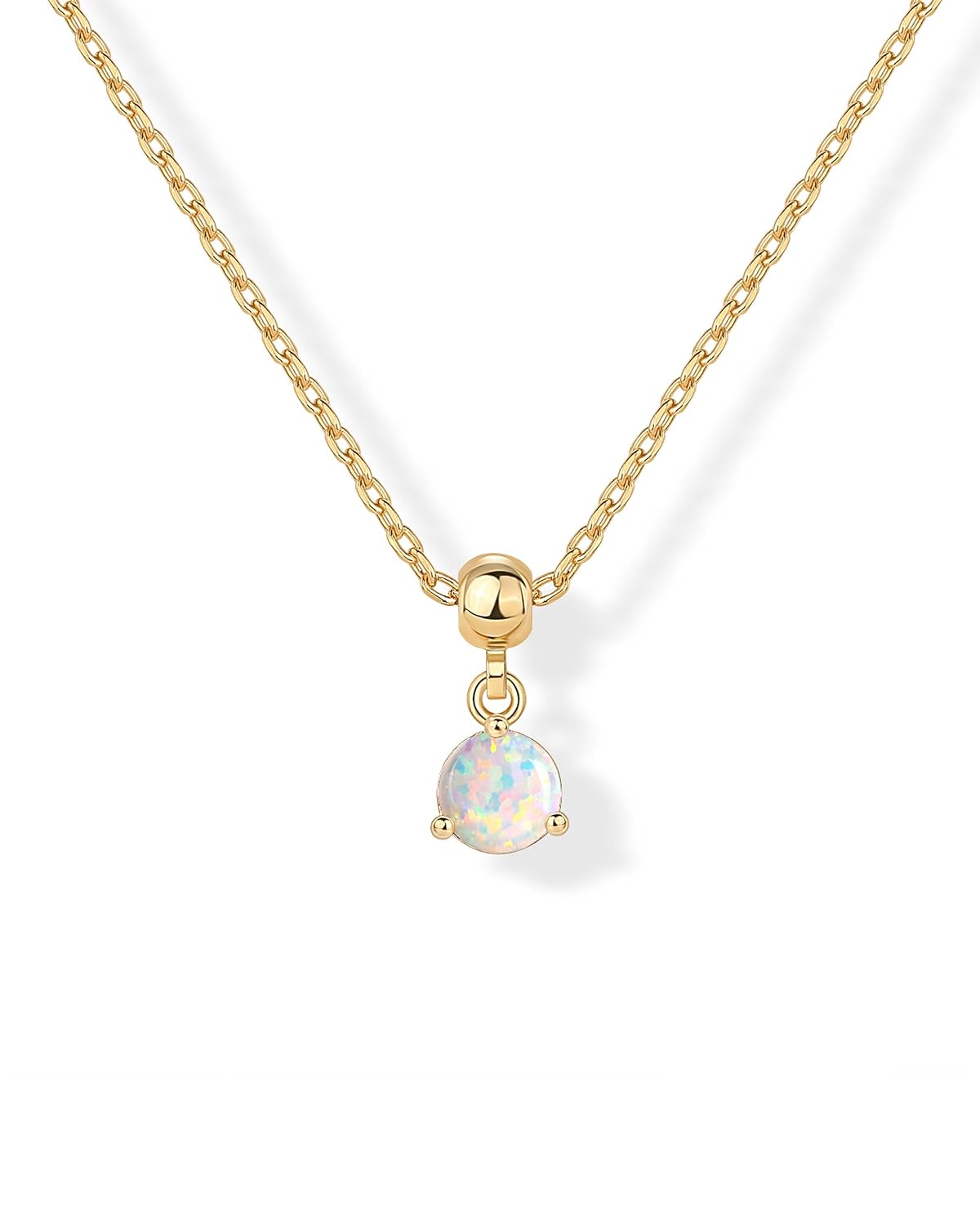 PAVOI 14K Gold Plated Dainty Birthstone Necklaces with Charms - Adjustable Chain Gold Charm Birthstone Necklace for Women - Cubic Zirconia Birth Stone Removable Pendants - Cute...