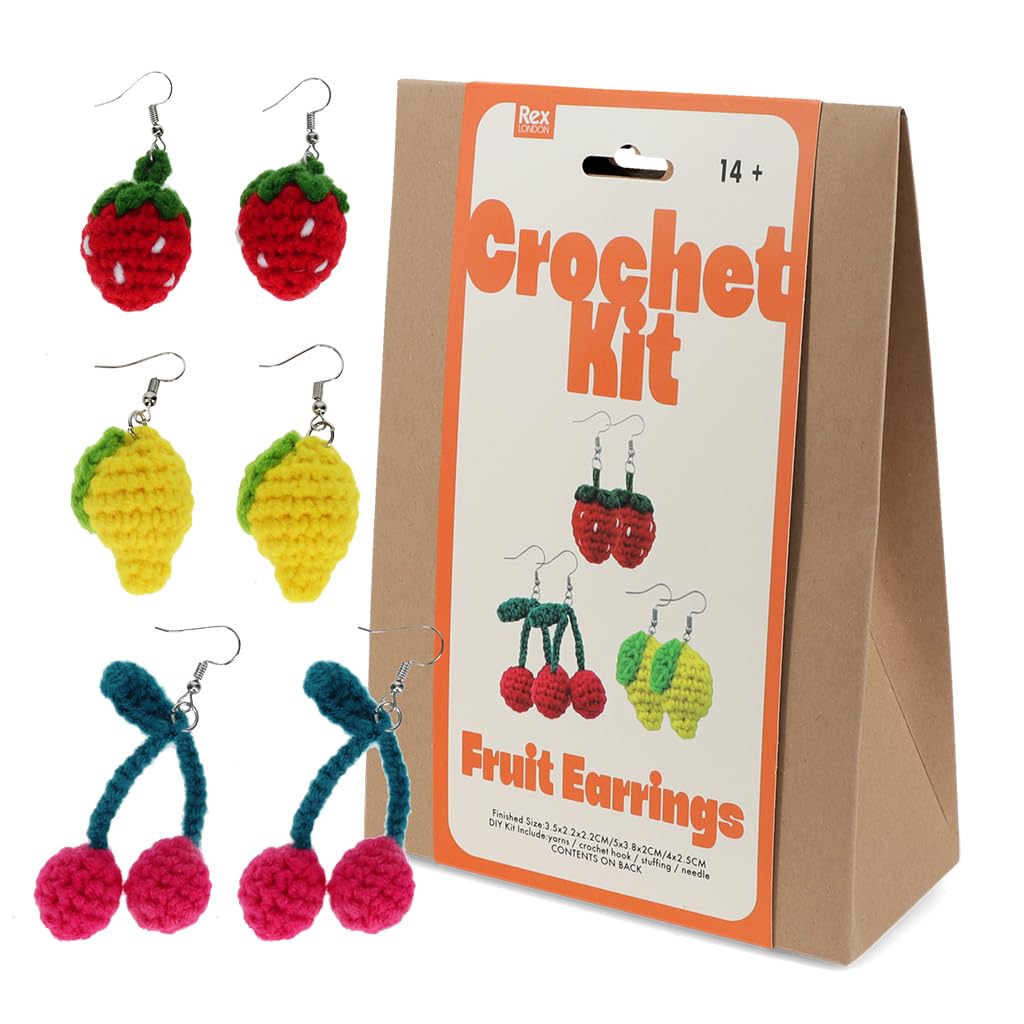 Rex London Red, Yellow Crochet Earrings Kit - Fruits