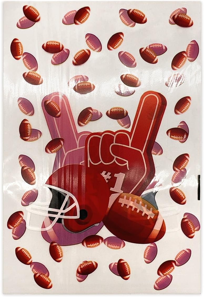 BASHOUT 100 Piece Football Party Favor Bags - Cellophane Candy Treat Bags for Football Theme Party - With Twist Ties - Image 4