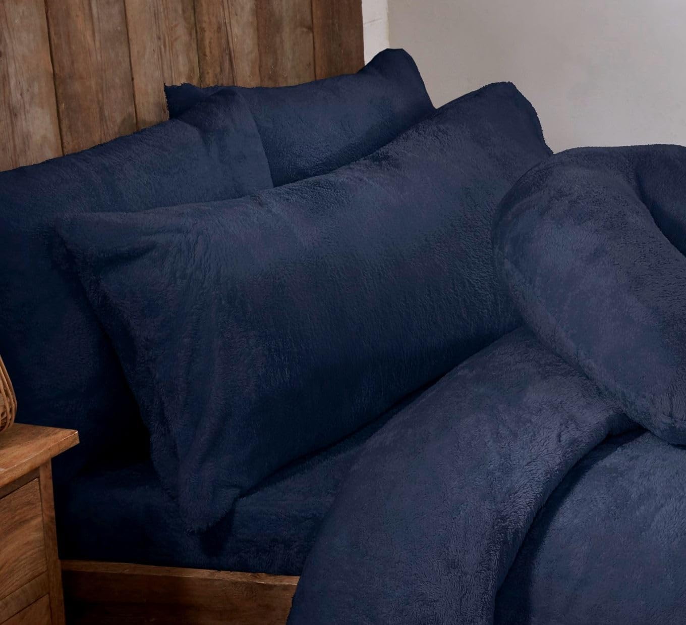 Littens Luxury Navy Blue 5ft King Bed Size Teddy Fleece Fur Soft Cosy Body Bolster Long Pillowcase, Thermal Warm, Nursing Pregnancy 50cm x 152cm (20" x 60")