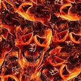 Lm Wild Burning Flaming Red Skulls Flames Fire Hydrographic Water Transfer Film Hydro Dipping Dip