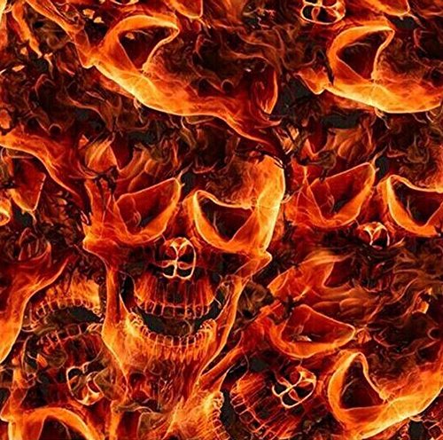Lm Wild Burning Flaming Red Skulls Flames Fire Hydrographic Water Transfer Film Hydro Dipping Dip #TOP15