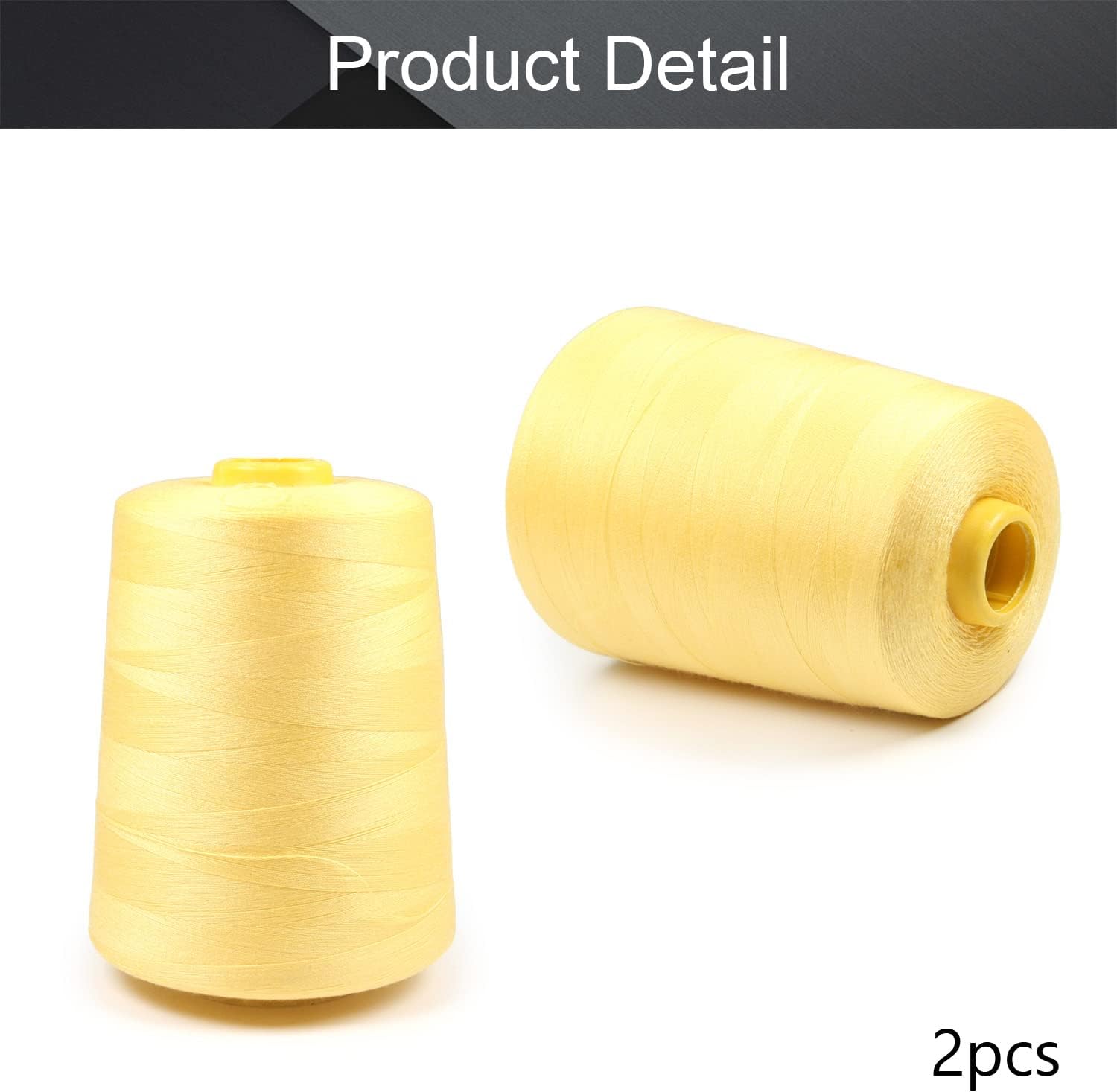 Othmro 2Pcs Polyester Sewing Thread 402 Serger Machine Thread 8000 Yards Each Spools Embroidery Thread Connecting Serger Thread for DIY Sewing Machine and Hand Repair Works Light Yellow 134