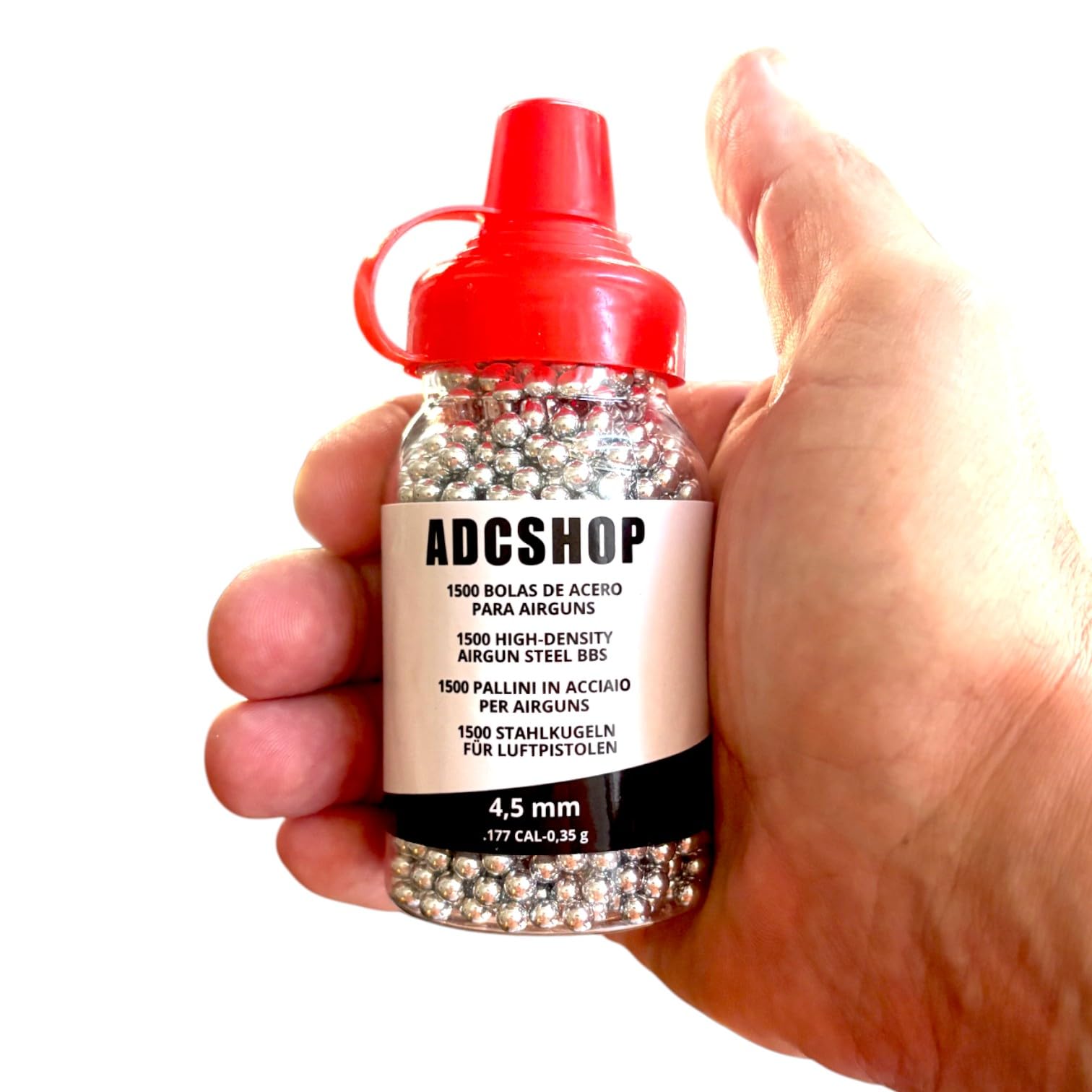 Bolas de Acero Calibre 4.5 mm - Munición para Armas Aire Comprimido y Pistolas CO2 - 1500 BBS
