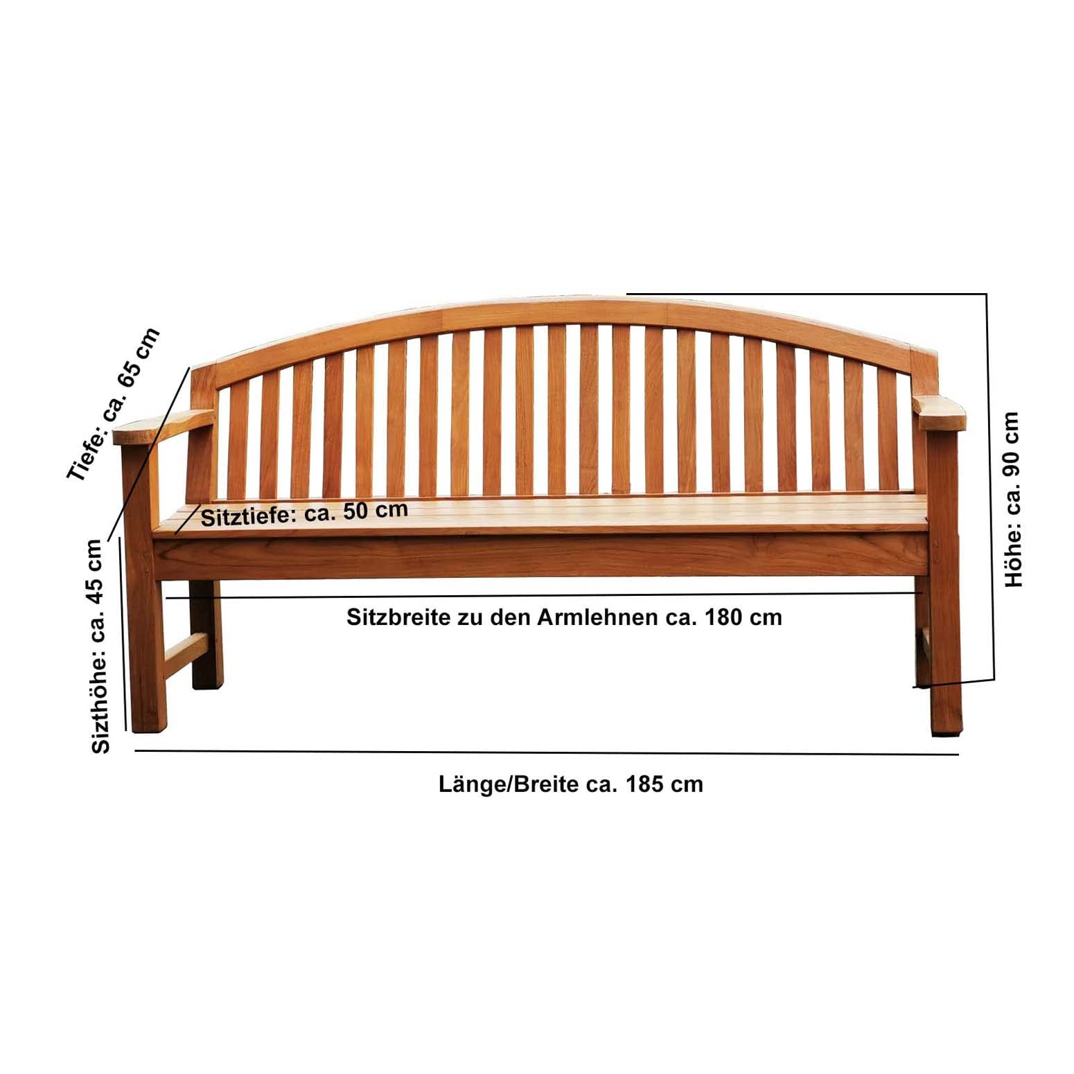 Greatland Mobili da giardino – Panchina da giardino in teak massiccio (185 cm)
