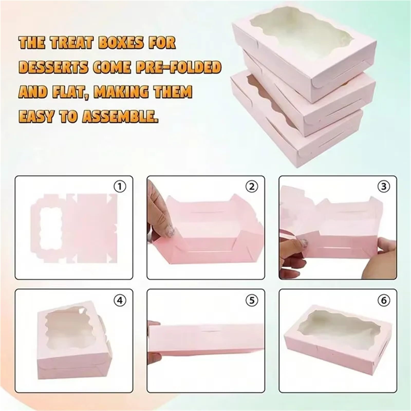 Caja Para Galletas Con Ventana Cajas de papel Kraft for dulces y pasteles, rectángulo con ventana abierta, joyería boda, cajas chocolate for hornear, fiesta(Pink,20pcs)