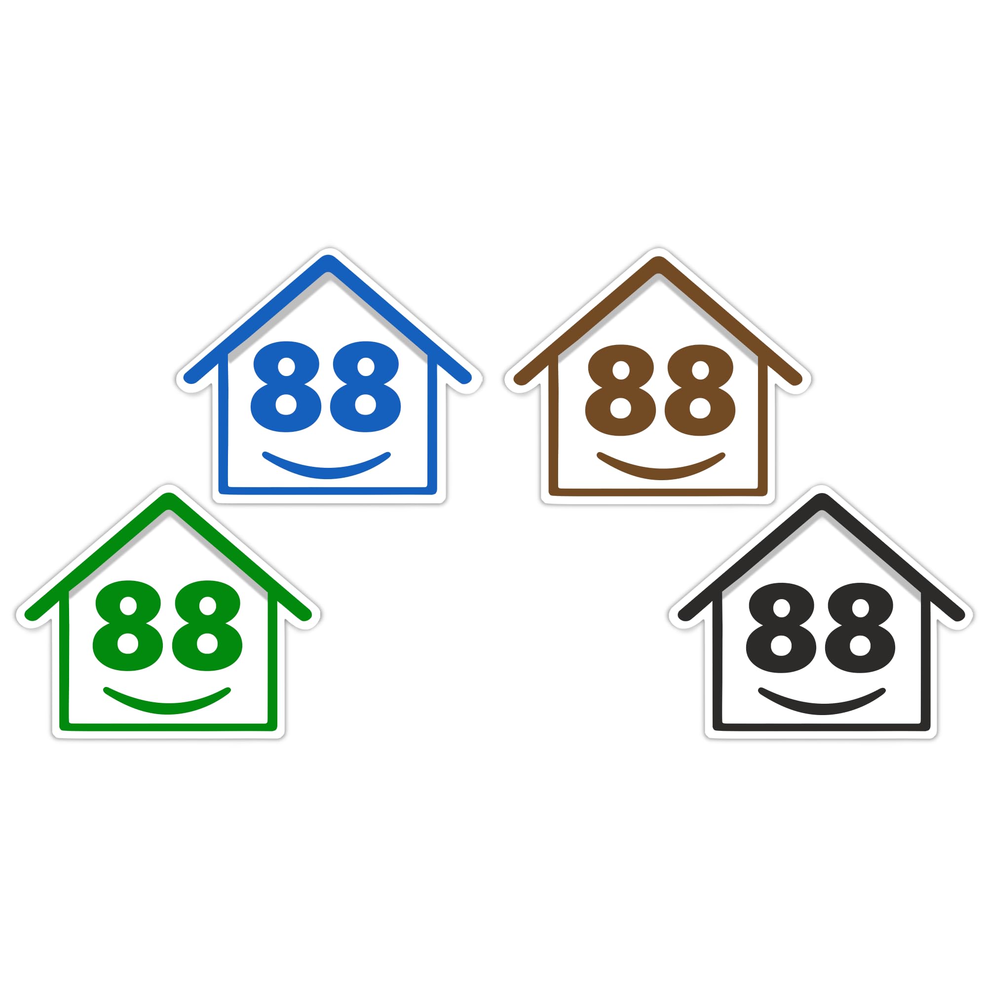4 x Bin Numbers for Wheelie Bins, 1-99, 15cm ‘Happy House’ Colour Design Dustbin Stickers, Easy Application Stick On Number Stickers - Weatherproof Self Adhesive Vinyl – Blue, Black, Green, Brown (25) — view 9