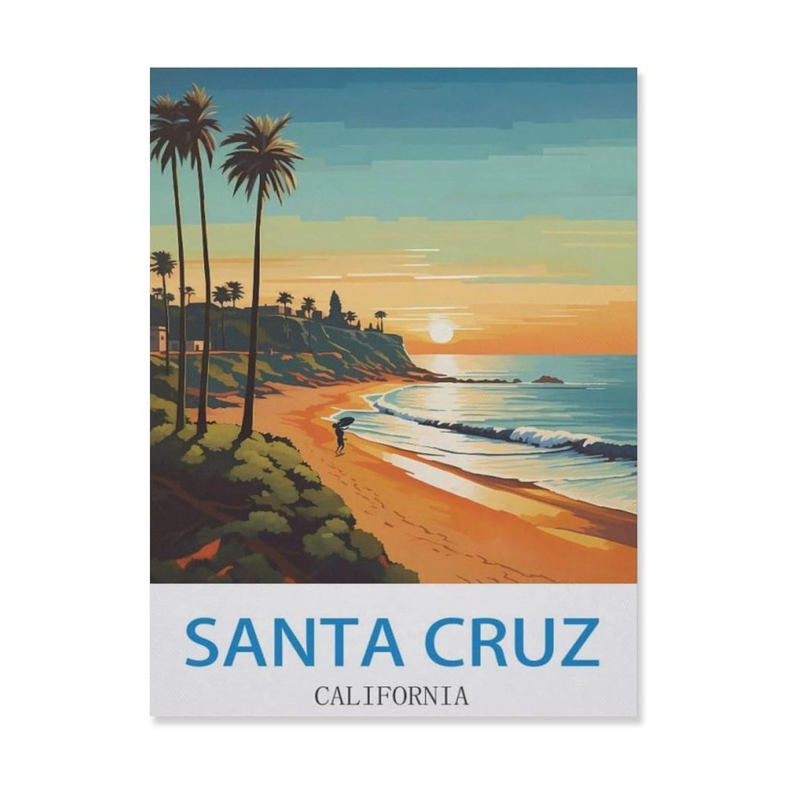Tin Sign，Santa Cruz California，Personalized Tin Sign Vintage Sign for Wall Outdoor, Indoor, Street, Office, Home,Bar Man Cave Decor(15x30cm）6x12 inch-EG80