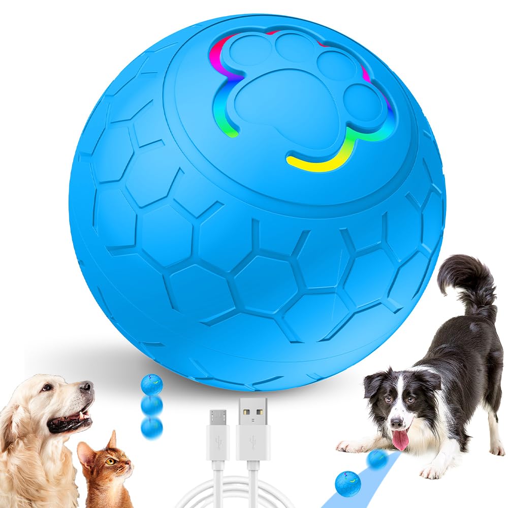 KUWUNG Interactive Dog Ball, 6cm Electric Moving Dog Ball with USB Charge Cable