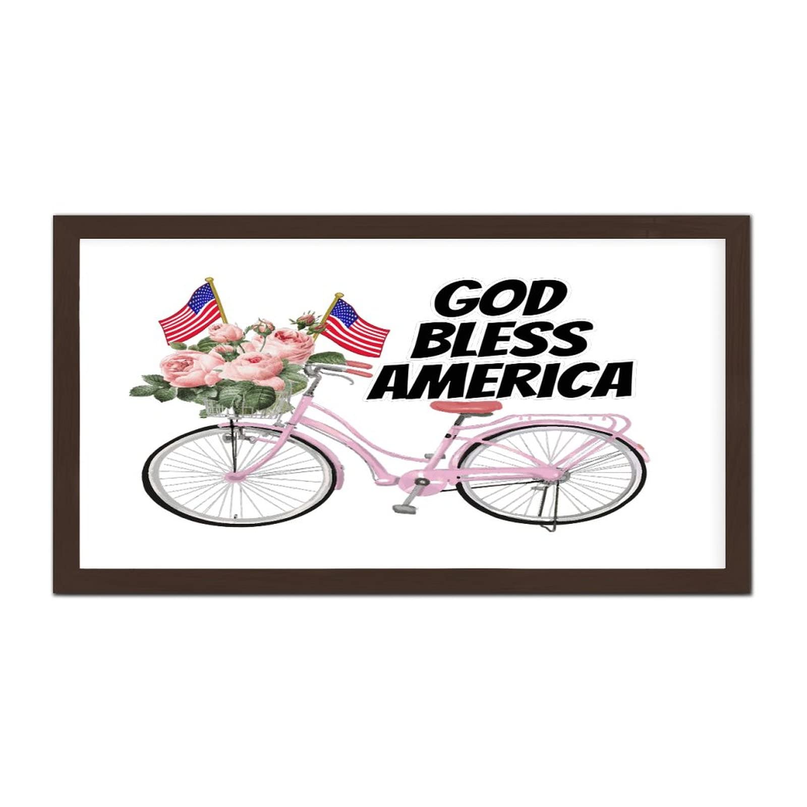 Cadre en bois God Bless America 30x55 cm pour déco de cuisine rustique