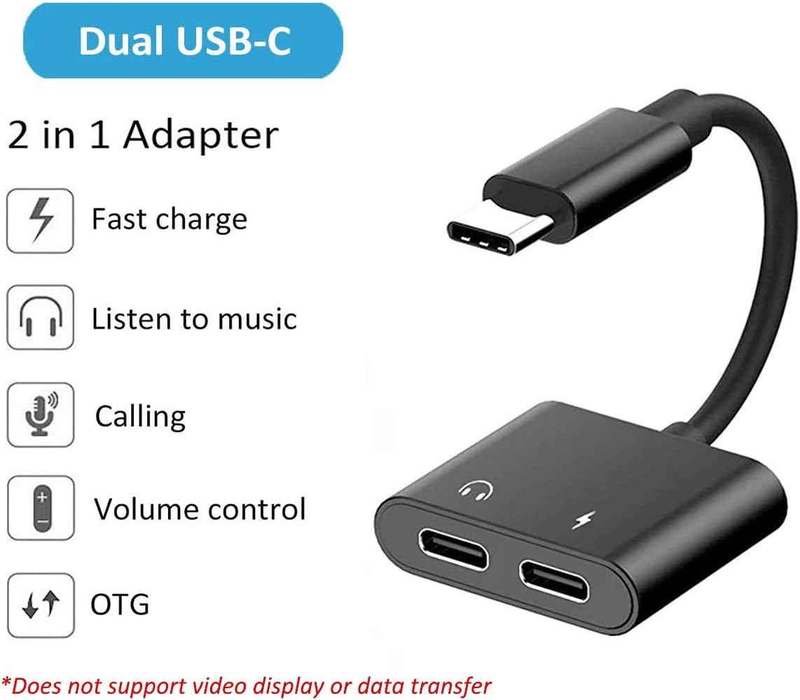 Rеvіеw Prоduсt [High Version] USB C Audio and Fast Charger Adapter, USB C Splitter for Google Pixel 4/4XL/3/3XL/2/2XL, Samsung Galaxy Note 10/S8/S9/S20, iPad Pro, MacBook, Xperia Z23, Huawei P20/P30/Mate 20, Black