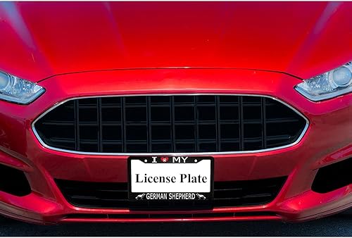 Miniatura 5 de oFloral Marco de matrícula de aleación de aluminio I Love My German Shepherd, corazón rojo con pata de perro, aplicable a los estándares de EE. UU.,