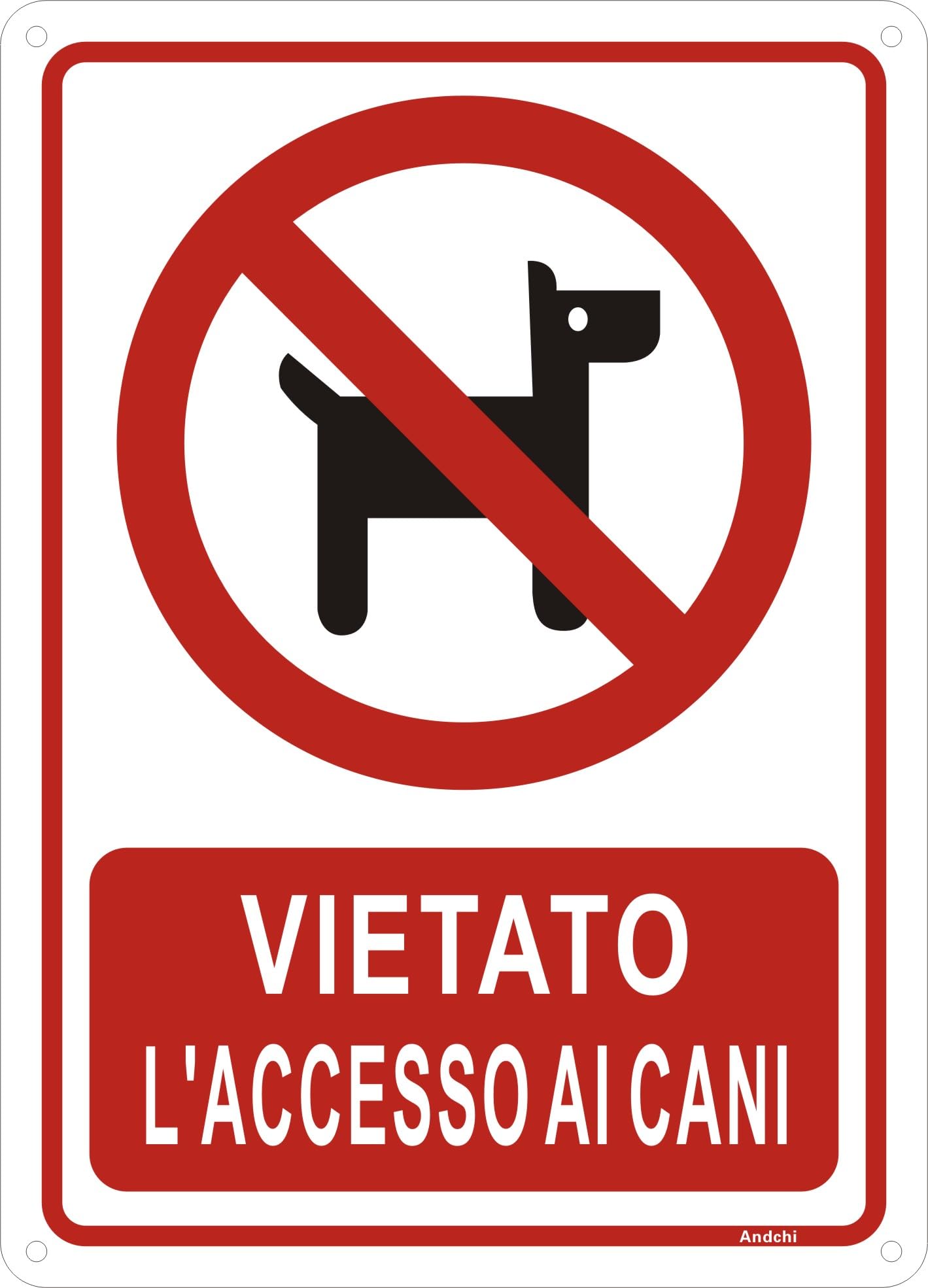 Andchi 2pcs cane divieto segno No Dog accesso avvertimento segno vietato per l'ufficio Hotel Ristorante ecc18x25cm (rosso-cani vietati)