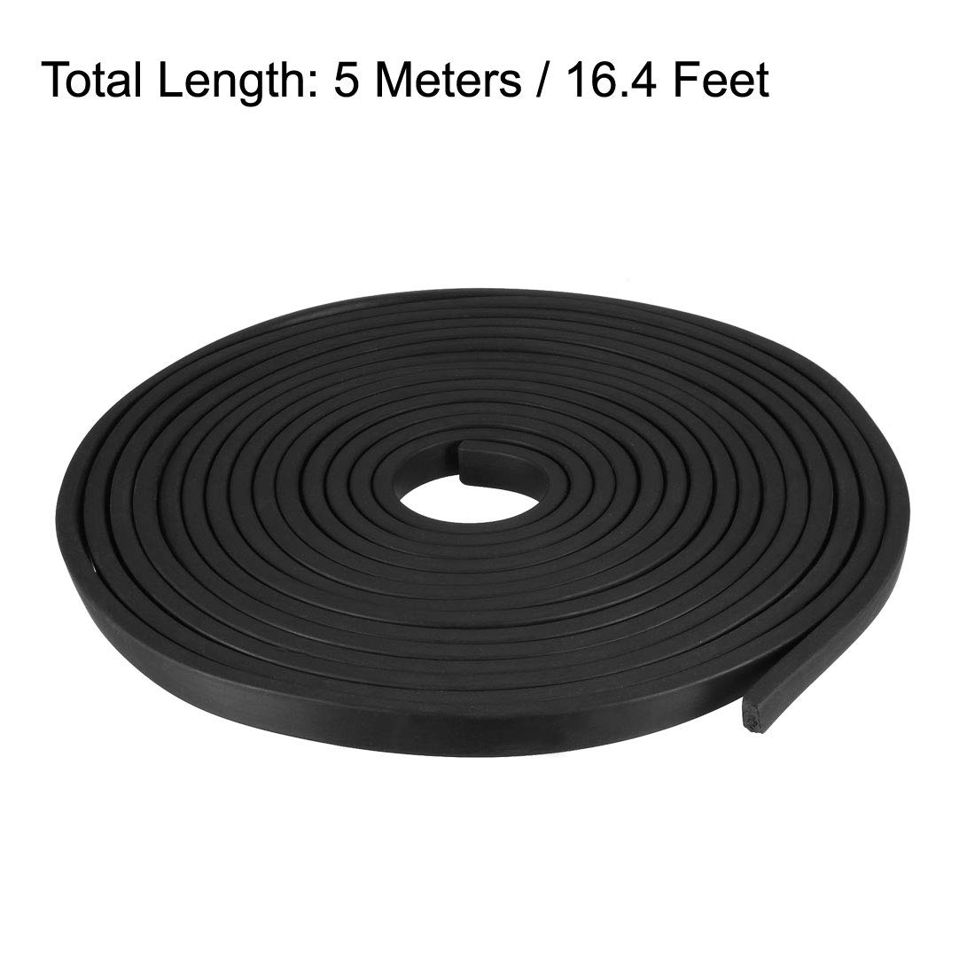 sourcing map Gummidichtung Gummistreifen Massiver Rechteck 10mm Breit, 5mm Dick, 5 Meter Lang, Schwarz