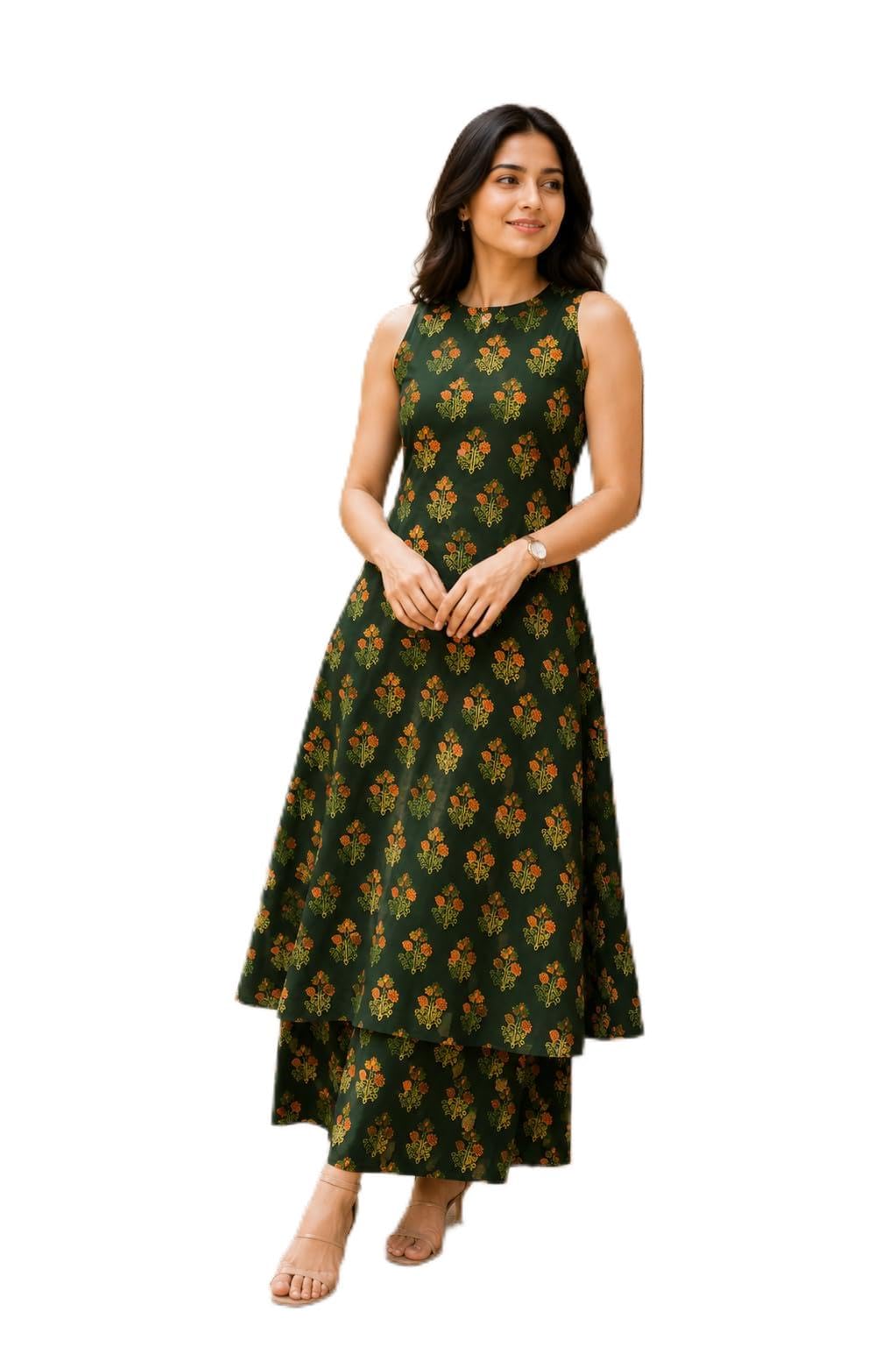 Women Kurta Palazzo Set | Friendly, Office Wear Co-Ord Set | Sleeveless Printed Kurta with Palazzo Pants-picture-56