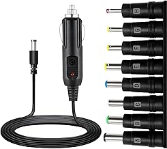 Cigarette Lighter Socket 12 V DC 5.5 x 2.1 mm with 8 Interchangeable Connectors 1.5 m Cable with LED Indicator for GPS Cameras Speakers Bluetooth DVD and More
