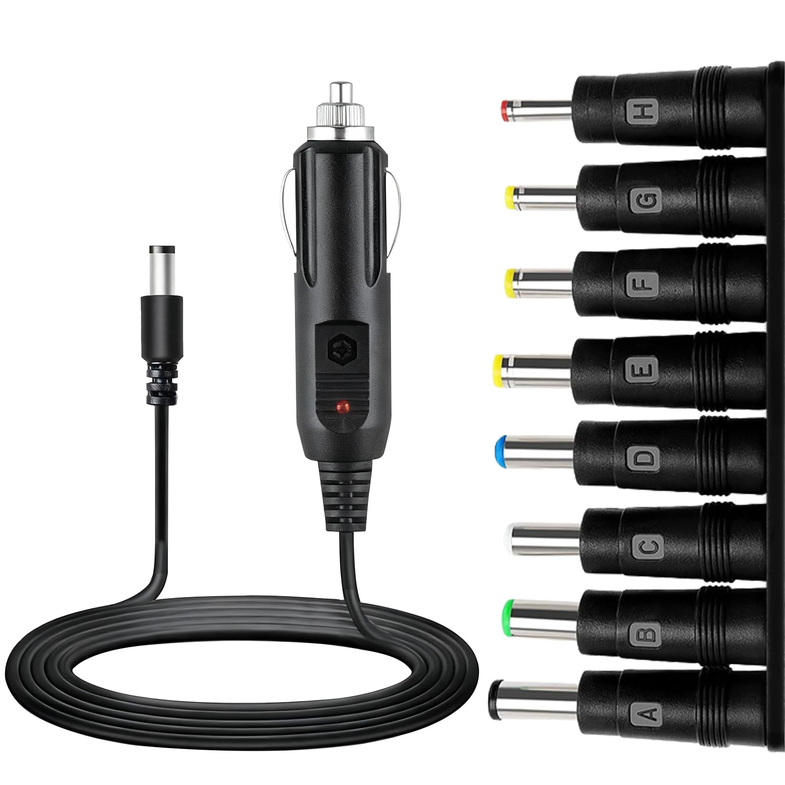 Auto DVD Player ladekabel 12V 1.5m Zigarettenanzünder DC Stecker Netzteil Auto Adapter 5.5 x 2.1 mm mit 8 Adaptersteckern für DVD Player GPS Tablet Lautsprecher